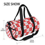 Buffalo Plaid Check Red Heart Large Capacity Luggage Travel Bag Business Trips Travel Weekender Gear Bag