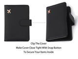 Melsbrinna Premium Leather Passport Holder Covers Case, Waterproof Rfid Blocking Travel Wallet Passport Holder with Pen Holder, Cute Passport Book for Women/Men (Simplicity, AH-Black)