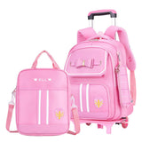 Rolling Backpack for Girls Cute Trolley Bags Primary School Bookbags with Wheels Kids Carry-On Wheeled Backpack with Lunch Bag
