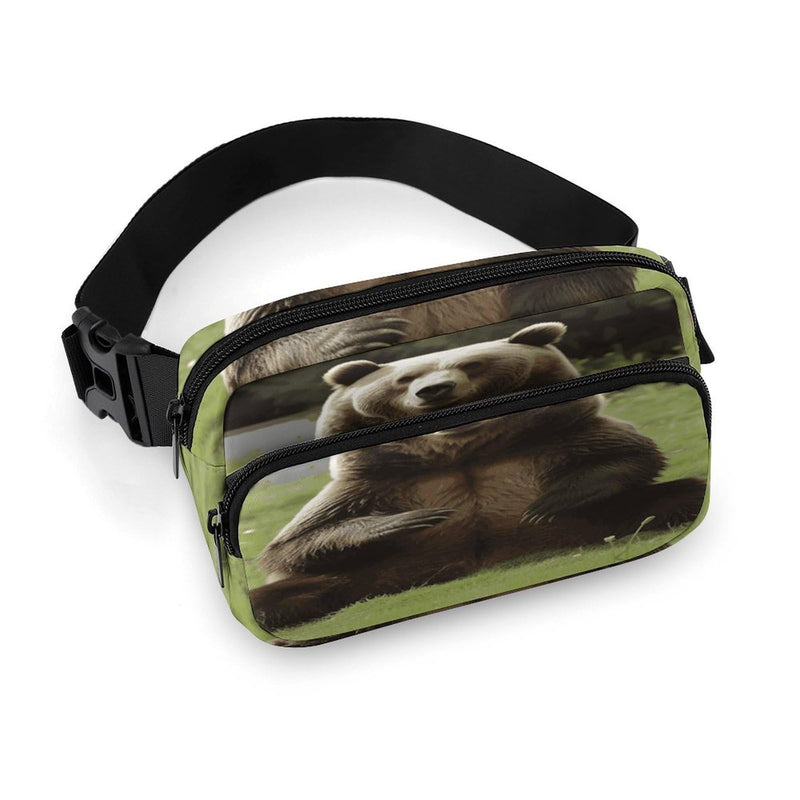 Hi Bear Sit on The Lawn Waist Bags Waist Packs with Adjustable Strap Classic Twill Fabric Fanny Bag for Workout