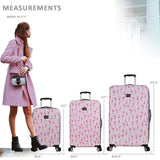 Betsey Johnson Luggage Hardside 3 Piece Set Suitcase With Spinner Wheels (20" 26" 30") (One Size, Flamingo Strut)