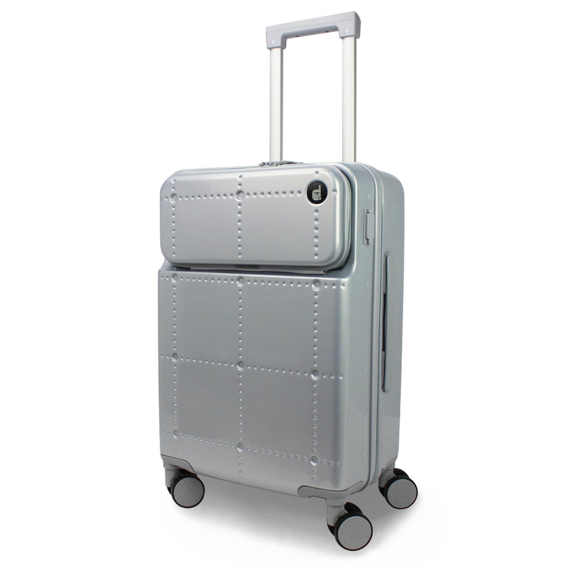 World Traveler Dejuno Smart 20-Inch Carry-On Luggage with USB Ports - Silver