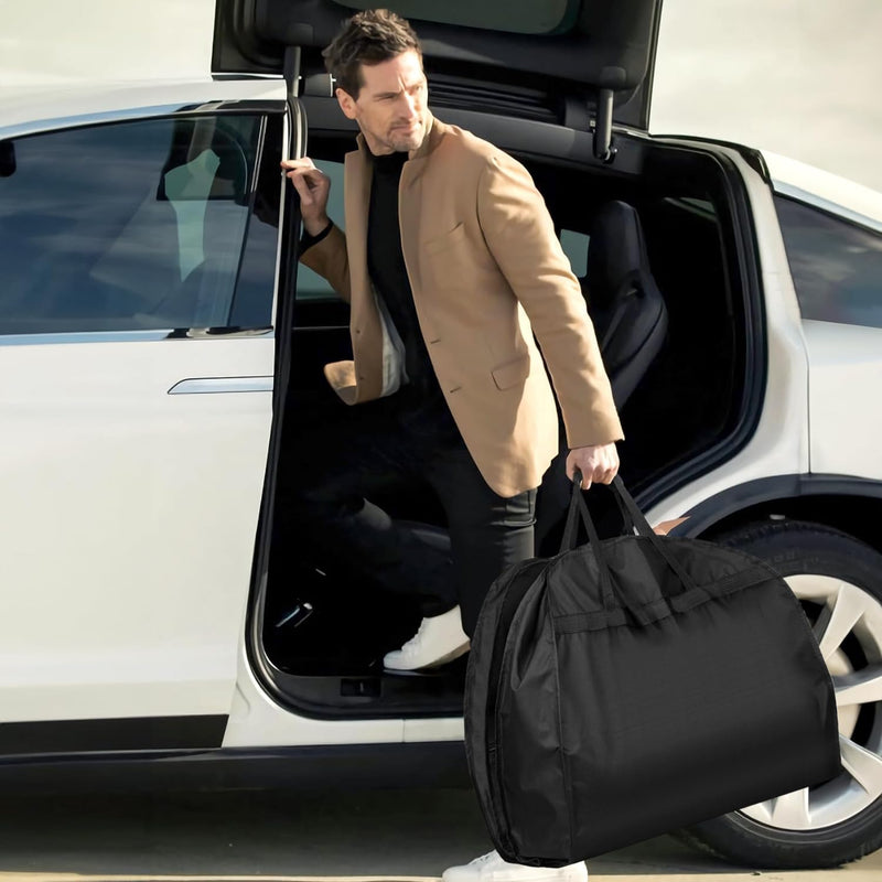 STEPONE 6.5" Gusseted Heavy Duty Garment Bags for Travel 43" Suit Bags for Closet Storage Hanging Clothes Bag with Pockets Mens Suit Holder for Shirts, Coats, Dresses, 2 Pack