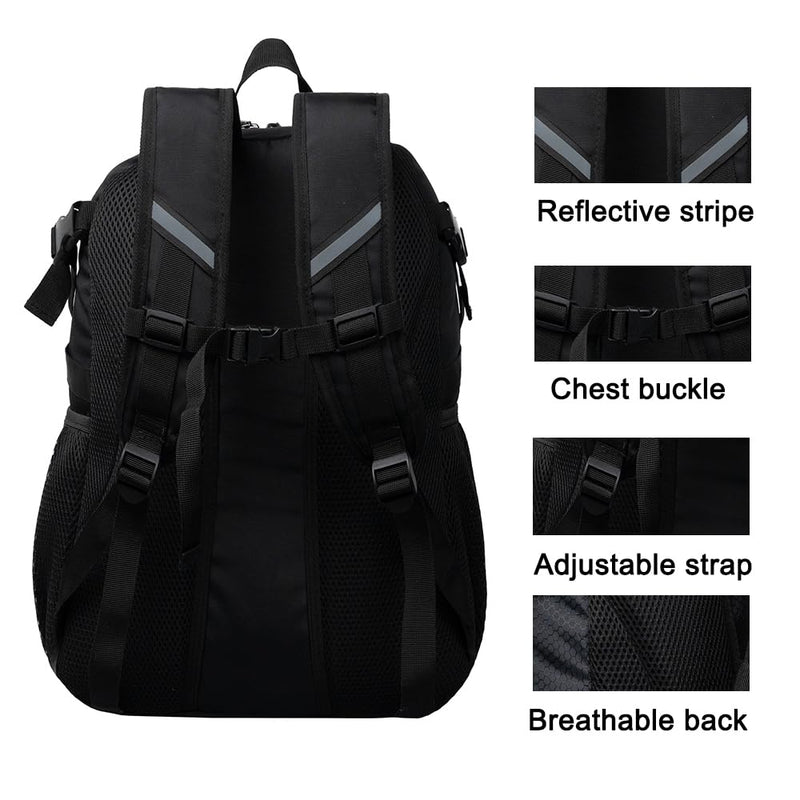 SEYATULLH Basketball Backpack with Ball Holder - Sports Equipment Bag with Shoe Compartment(Black)