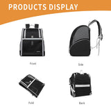 Cat Backpack Carrier for Small Dogs and Medium cat Puppy Kitten Bunny Pet Carrier Backpack Collapsible with Fully Ventilated Mesh with Safety Leash (Black, 12.9" L x 10.62" W x 15.5" H - M)