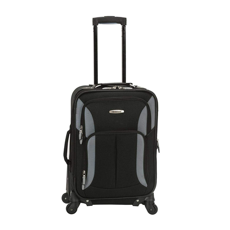 Rockland Pasadena Softside Spinner Wheel Luggage, Black/Gray, Carry-On 20-Inch