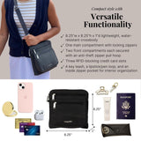 Baggallini Securtex Anti-Theft Crossbody 8.25" Small / 10" Large Travel Purse with RFID Card Slots & Cut-Resistant Strap