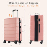 Sweetcrispy Carry on Luggage, Hard Shell ABS Suitcase with Double Spinner Wheels, Lightweight Expandable Rolling Suit Case with TSA Lock, 20 Inch Pale Pink
