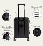 22-Inch Foldable Expandable Carry-On Spinner – Lightweight Airline-Approved Hardside Suitcase with USB Charging Port, TSA Lock, Laptop Sleeve, Bag Hook, Cup Holder, Phone Holder 22x14x9