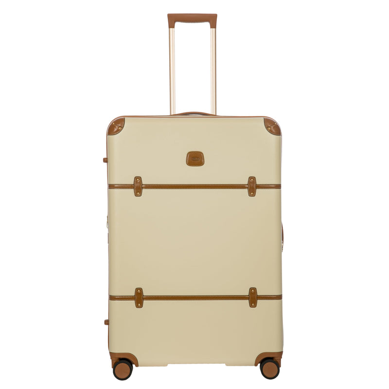 Bric's Bellagio 3.0 Spinner Trunk- Luxury Hardshell Check In Luggage with Large Wheels, Telescopic Handle, Leather Detailing - Expandable Rolling Suitcase - 32", Cream