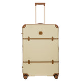 Bric's Bellagio 3.0 Spinner Trunk- Luxury Hardshell Check In Luggage with Large Wheels, Telescopic Handle, Leather Detailing - Expandable Rolling Suitcase - 32", Cream