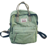 LuckyZ Womens Casual Style Lightweight Canvas Backpack Travel Daypack Small Handbag Purse Army Green