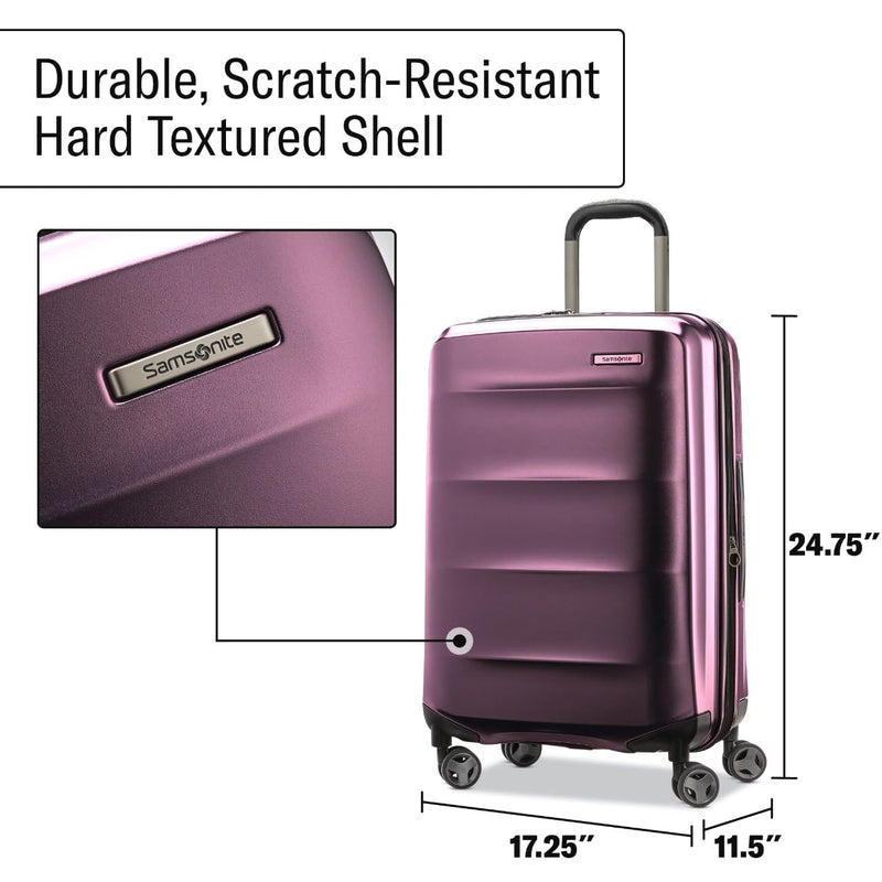 Samsonite Octiv Lightweight Hardshell 24-Inch Medium Checked Luggage- Durable Impact Resistant, 360° Aero Trac Spinner Wheels, Adjustable Telescopic Handle, Expandable, TSA Approved Lock - Purple