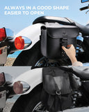 KEMIMOTO Motorcycle Saddlebags Secure Lock & Quick-Release Buckles 15L (7.5Lx2) PU Leather Throw Over Hard-Shell Side Bags Universal Fit for Sportster Softail Rebel Dyna Cruiser