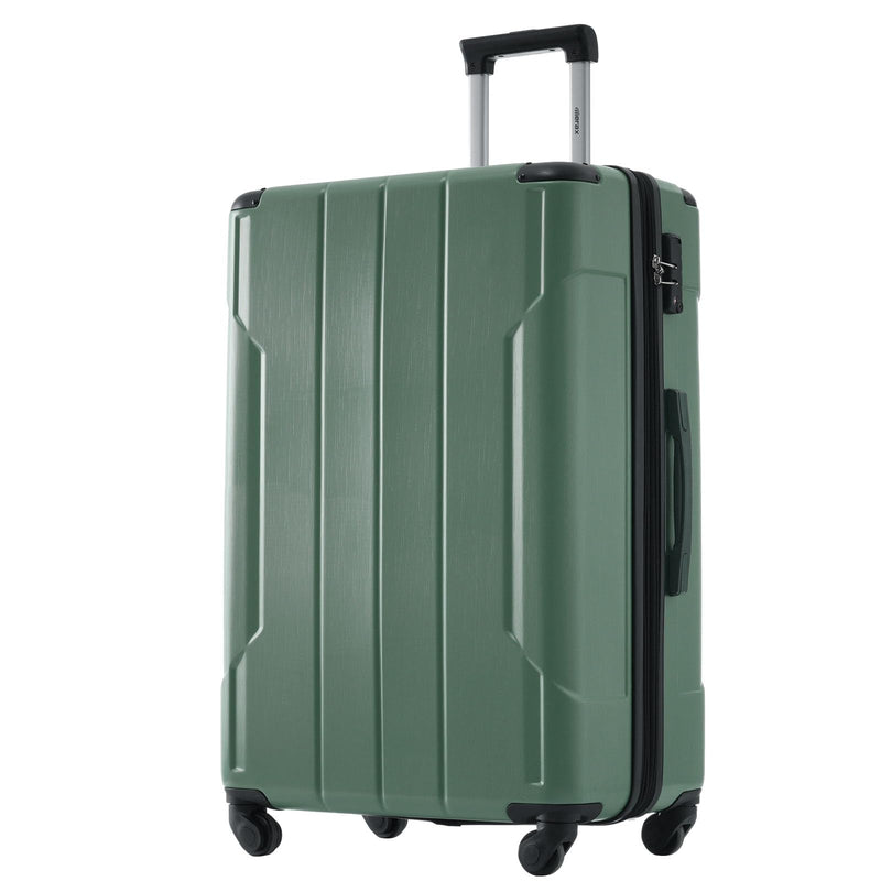 Merax 28 Inch Checked-Large Luggage with Wheels Aluminum Alloy Corner Hard Shell Suitcase TSA Luggage Suitcases for Travel Woman Men(Green)