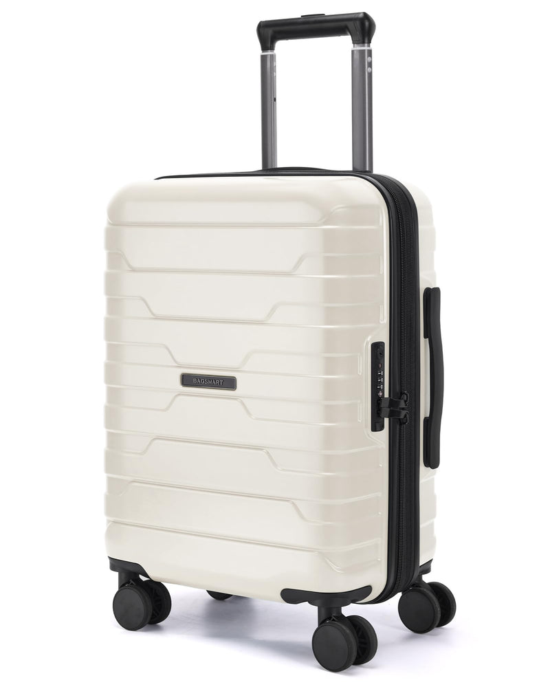 BAGSMART Carry On Luggage 22x14x9 Airline Approved with Spinner Wheels,Lightweight 20 Inch Luggage with TSA Lock,Expandable Hard Shell Carry On Suitcases for Men Women,White
