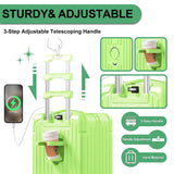 Krute Luggage Sets 2 Piece Suitcase with Spinner Wheels PC+ABS Hardside Suitcases Charging Port TSA Lock Carry On Luggage with Cup Holder 20+28 Inch