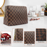 kancehinage Checkered Makeup Bag, 2 Pcs Portable Leather Cosmetic Bag, Travel Toiletry Bag for Women, PERFECT for Christmas, Birthdays, Valentine’s Day