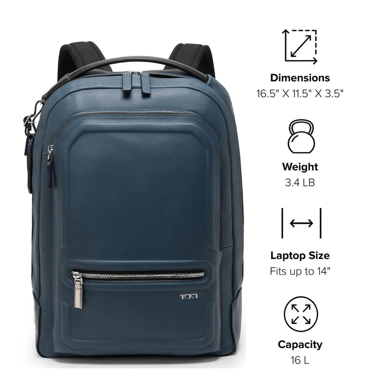 TUMI - Harrison Bradner Backpack - Men's Laptop Bag for Business & Travel - Fits up to 14" Screen - 16.5" X 11.5" X 3.5" - Pavement Bombe Leather