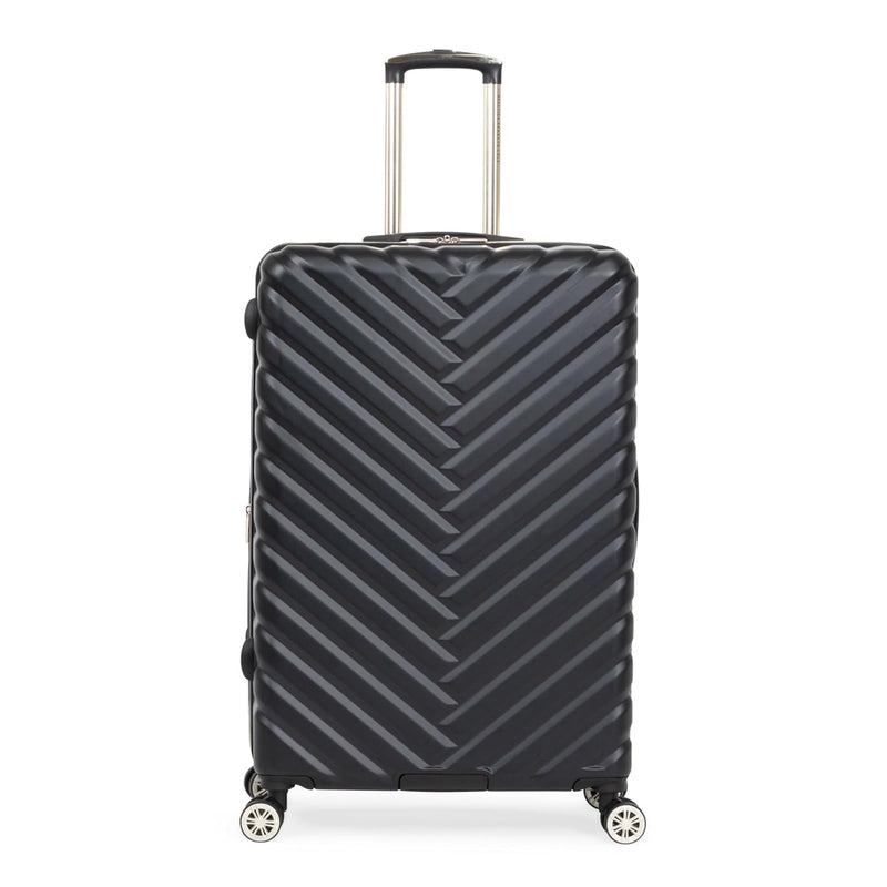 Kenneth Cole REACTION Madison Square Lightweight Hardside Chevron Expandable Spinner Luggage, Black, 24-Inch Checked