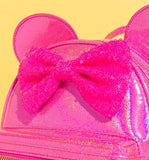 Loungefly Disney Minnie Mouse Glitter Sparkle Womens Double Strap Shoulder Bag Purse (Pink)