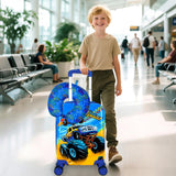 Lightweight Hardshell Spinner Kids Luggage Set 2PCS with Wheels - Airplane Approved Carry-On Suitcase for Boys & Children Ages 3-10, Car Rolling Suitcases Set for Elementary Toddler Travel