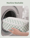 Narwey 7 Set Checkered Packing Cubes for Travel Kids Women, Durable Packing Organizer Bags for Carry on Suitcase Luggage Travel Essentials Accessories (Mint Green Checkerboard)