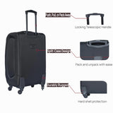 SYMCAVE 2 Piece Luggage sets - 20/24 Inch Lightweight Oxford Fabric softside Suitcase with 360° Spinner Wheels, Water-Resistant Travel Case (Password lock not Included) (Black)