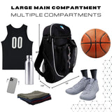 Hard Work Sports Basketball Backpack with Ball Compartment Spacious Shoe Storage for Basketball, Large Sports Bag