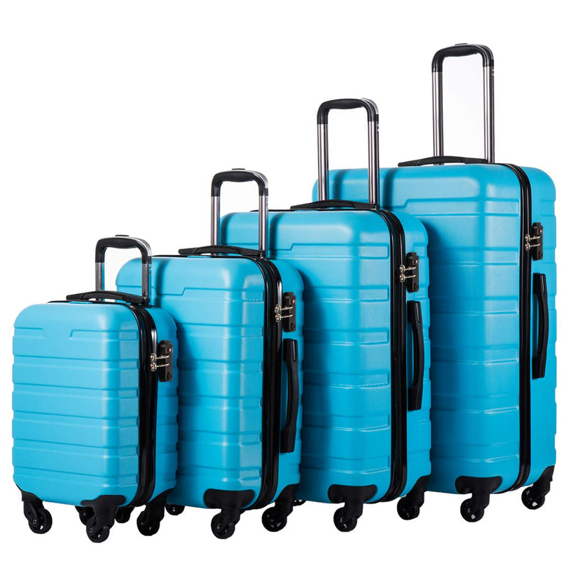 Coolife Luggage 4 Piece Set Suitcase Spinner Hardshell Lightweight TSA Lock(family set-blue, 16/20/24/28)