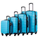 Coolife Luggage 4 Piece Set Suitcase Spinner Hardshell Lightweight TSA Lock(family set-blue, 16/20/24/28)