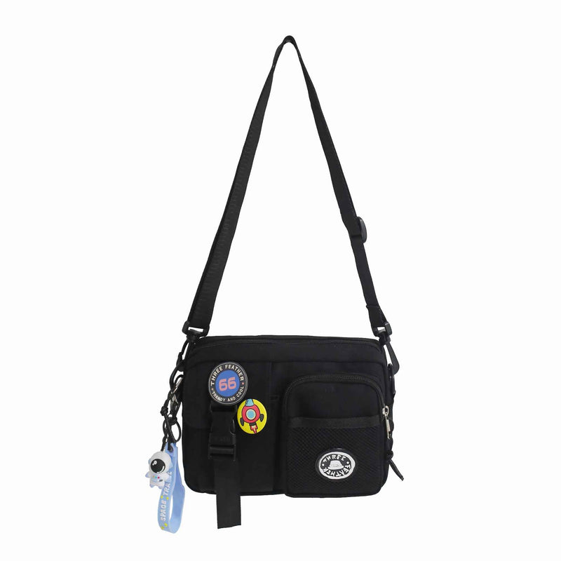 Lefe Liee Black Crossbody Bag for Men - Cute Small Messenger Sling Shoulder Bag - Men's Gift | Backpacks4Less