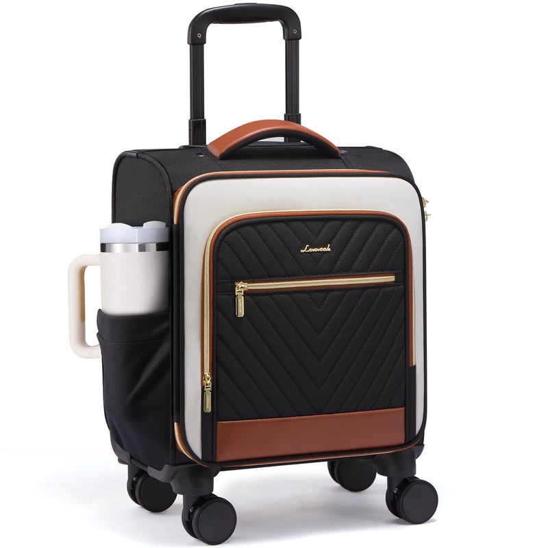 LOVEVOOK Underseat Carry On Luggage Airline Approved, 14 Inch Softside Suitcases with Wheels, Lightweight Spinner Carry on Suitcase with TSA Lock Weekender