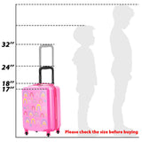 Redbaker 17 Inch 6 Pcs Kids Luggage Set Kids Rolling Luggage Double Pattern Suitcase for Boys Girls (Dusty Pink, Rainbow Style)