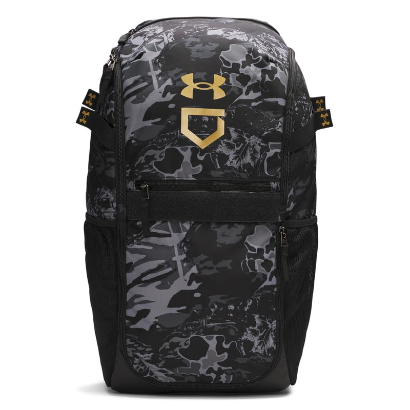 Under Armour Unisex Utility Baseball Backpack Print, (005) Black / / Metallic Gold, One Size Fits All