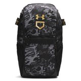 Under Armour Unisex Utility Baseball Backpack Print, (005) Black / / Metallic Gold, One Size Fits All