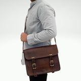 Indian Hando Art 10" Inch Leather Messenger Bag vintage Leather satchel Crossbody Bags for Men and Women (10 inch small)