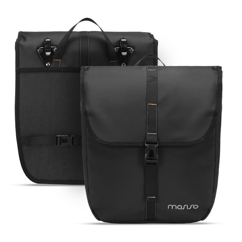MOSISO 20L Bike Panniers, 2 Pack Waterproof Panniers Bike Bag, Large Capacity Flap Bicycle Rear Rack Seat Luggage Storage Trunk Bag for Road Mountain Cycling Traveling Commuting, Black