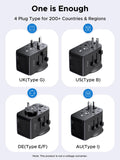 UGREEN 65W Max Universal Travel Adapter, International Power Adapter with 2 USB-C, 1 USB-A, European Travel Plug Suitable for DE/UK/US/AU and 200+ Countries, Travel Essentials, Black