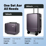 Voytra Hardshell Luggage Set, 2 Piece Women Lightweight Carry On & Air Checked Suitcase with Double Spinner Wheels, TSA Lock for Weekend Getaways & Travel Business Elegant Purple