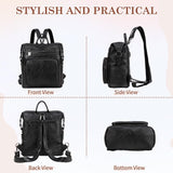 VASCHY Backpack Purse for Women,Fashion Convertible Vegan Leather Shoulder Bags Handbags for Work/Travel/Ladies/College Black