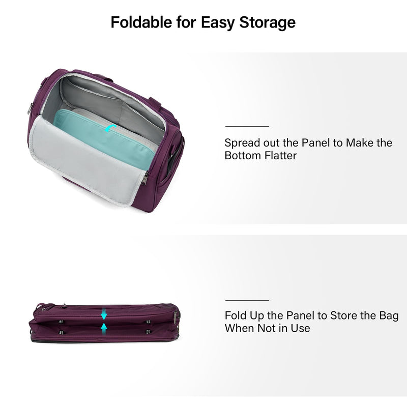 Hanke 16 Inch Underseat Carry On Luggage with Wheels Small Suitcase Softside Luggage Bags, 17.5 Foldable Lightweight Personal Item Travel Bags for Women Men(Purple)