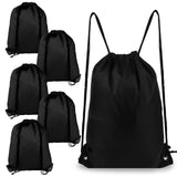 COIDEA 6Pcs Drawstring Backpacks, Medium, Black, Sports, Gym, Travel, Swimming, Beach