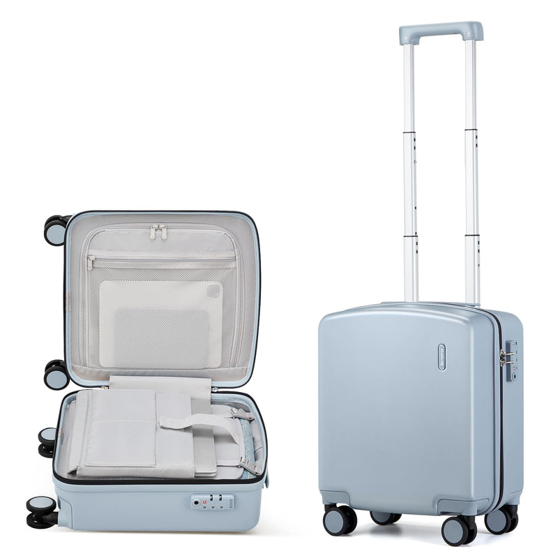 Hanke 16 Inch Underseat Carry On Luggage, Airline-Approved Hard Shell Small Suitcase with Spinner Wheels, Lightweight Tsa Lock Travel Luggage for Short Trips(Gray)