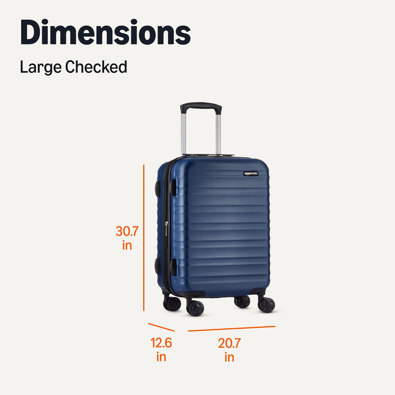 Amazon Basics 30" Hardside Large Checked Luggage with Multi-directional Wheels, Expandable for Up to 15% More Space, Scratch-Resistant Hardshell, Navy Blue
