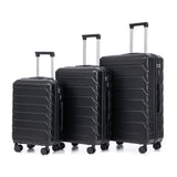Ningering Black 3 Piece Luggage Set, ABS Hard Case Luggage Sets with Spinner Wheels, Hardshell Carry on Suitcase, Travel Suitcase with Combination Lock, 20/24/28 Inch (Black)