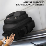 New York XPress 20'' Rolling Backpacks, 2 in 1 Travel Backpack for Man/Women,Backpack for Travel w/Wheels,Trolley Suitcase w/Telescopic Handle,2560-Black