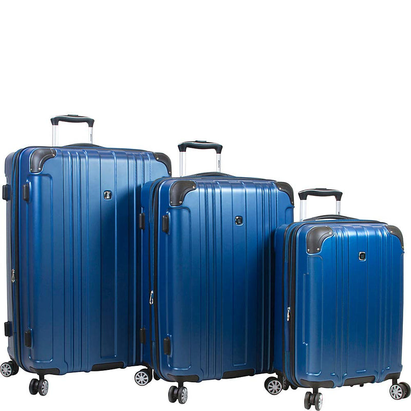 Dejuno Kingsley Abs 3-Piece Hardside Spinner Luggage Set-Blue, One Size