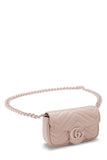Gucci, Pre-loved Pink Chevron Leather GG Marmont Belt Bag, Pink