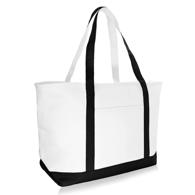 DALIX 23" Premium 24 oz. Cotton Canvas Shopping Tote Bag in Black
